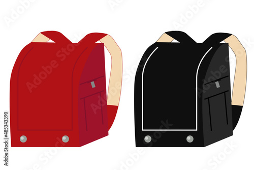 赤と黒のランドセル イラスト