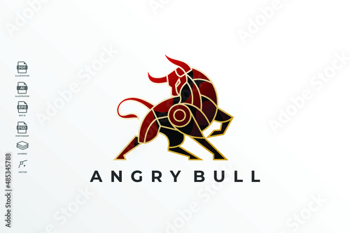 Geometric Lineart Angribull Logo Design