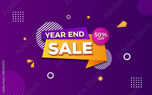 Year end sale poster, sale banner design template with 3d editable text effect.