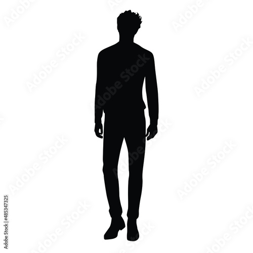 Vector silhouette of a man standing, businessman, black color, isolated on a white background
