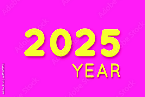 2025 year. pink Calendar with neon yellow text. Vector illustration.