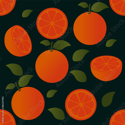 Orange Citrus Black texture wallpaper background repeat pattern fabric gift wrap vector