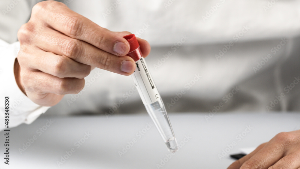 doctor analyzes covid swab 19. Omicron variant of virus doctor analyzes covid swab 19. Omicron variant of virus