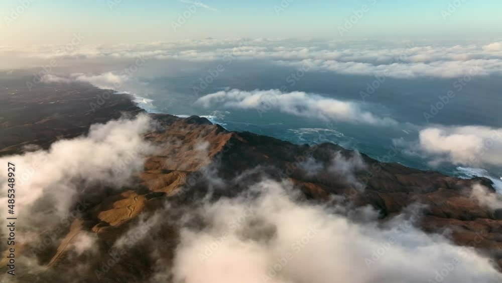 Top view of Montana Cardon National Park. Drone flight over the beautiful island mountains. Beautiful fuerteventura island. Mountains meet Atlantic ocean. Canary islands video. 4k Top view of Montana Cardon National Park. Drone flight over the beautiful island mountains. Beautiful fuerteventura island. Mountains meet Atlantic ocean. Canary islands video. 4k