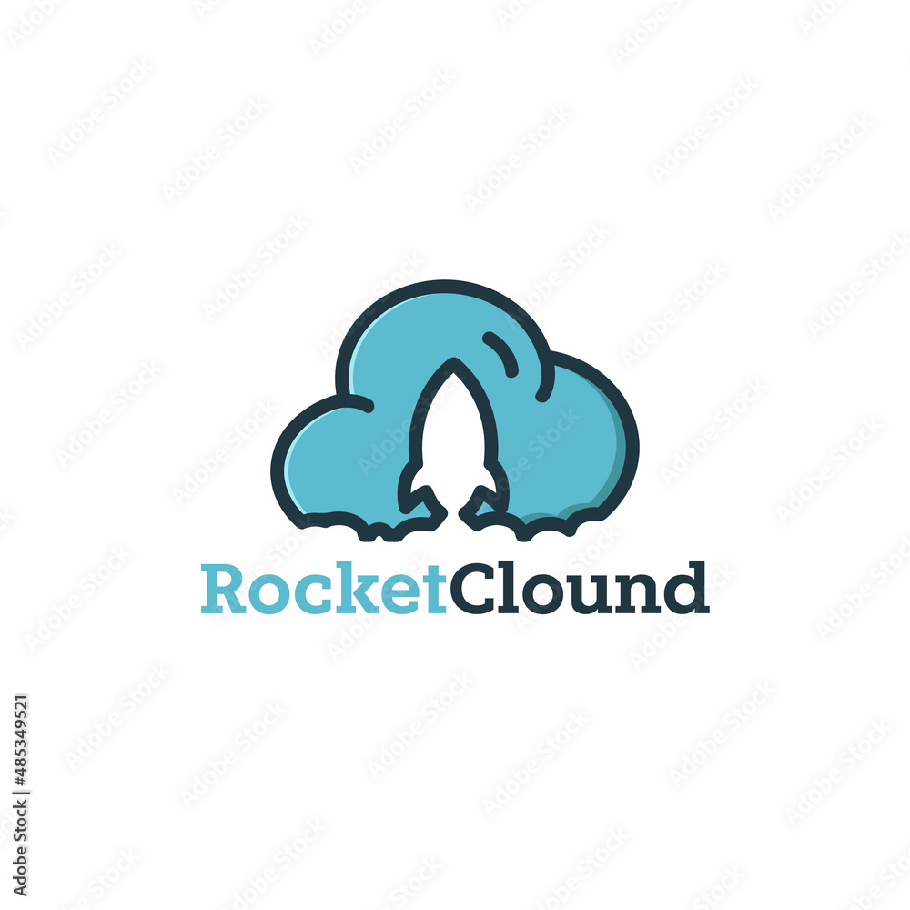 Fototapeta premium Rocket clound logo design