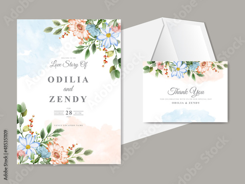 elegant wedding invitation template with beautiful floral design