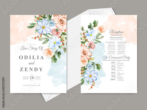 elegant wedding invitation template with beautiful floral design