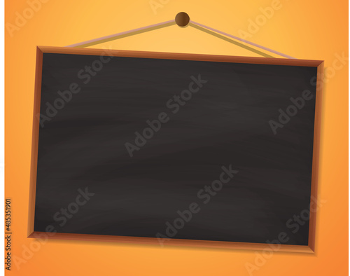 Wooden chalkboard hanging on the wall with yellow gradient background 
