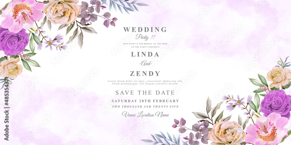 elegant wedding invitation template with beautiful floral design