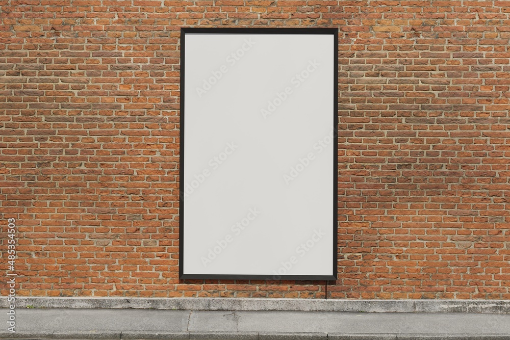 Blank Poster frame / Billboard / Display on an old factory brick stone wall - Mockup Blank Poster frame / Billboard / Display on an old factory brick stone wall - Mockup