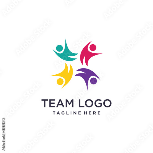 Team work logo design with modern creative style Premium Vector