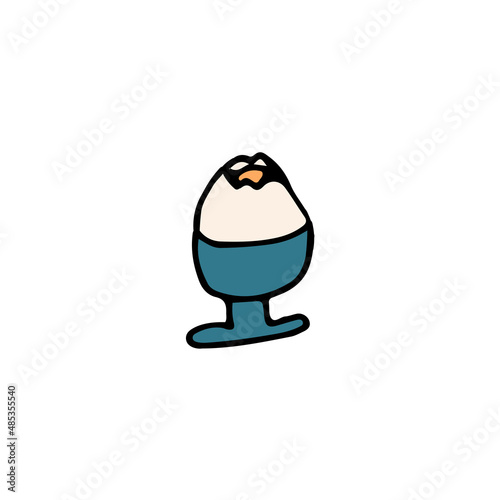 hand drawn color element for easter, boiled egg
