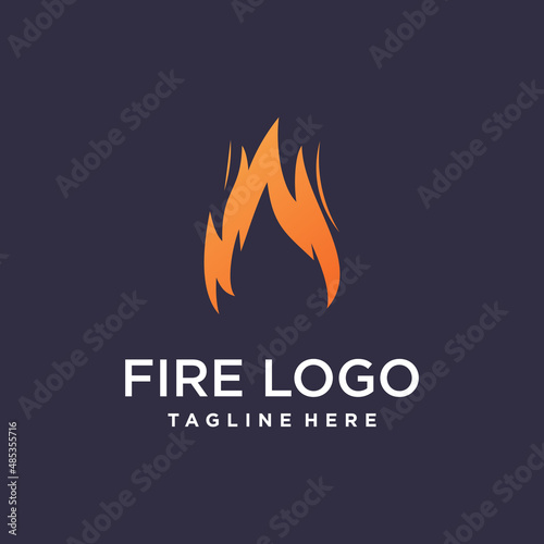 Fire logo design with creative abstract concept Premium Vector