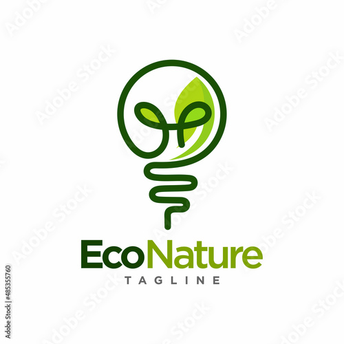 Nature lamp logo design vector template