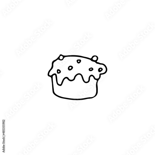 hand drawn outline element for easter, traditional cake for easter