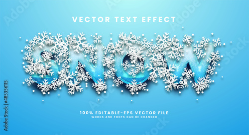 Snow vector text effect, suitable for celebrate winter season