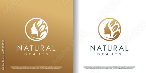 Nature beauty logo design with unique style Premium Vector