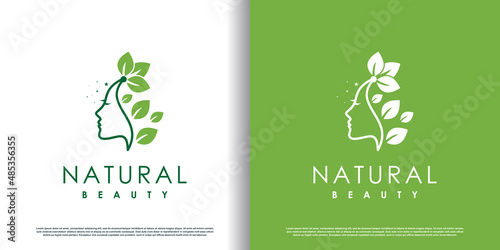 Nature beauty logo design with unique style Premium Vector