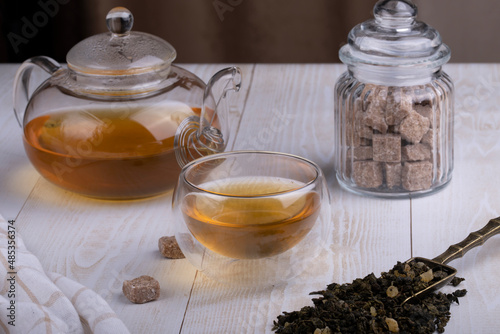 Chinese green oolong tea with fruit additives