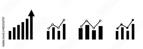 Growing graph set. Business chart with arrow. Growths chart collection. Profit growing symbol. Progress bar. Bar diagram. Growth success arrow icon. Progress symbol. Chart increase