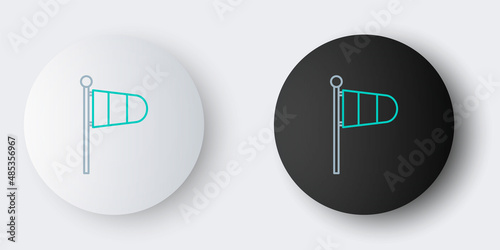 Line Cone meteorology windsock wind vane icon isolated on grey background. Windsock indicate the direction and strength of the wind. Colorful outline concept. Vector