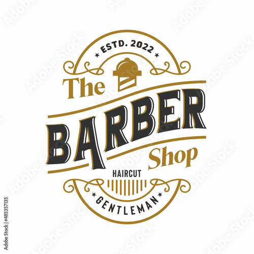 Barbershop vintage logo design template
