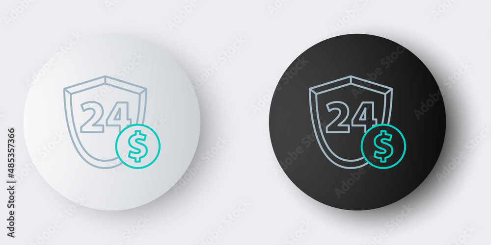 Line Shield with dollar symbol icon isolated on grey background. Security shield protection. Money security concept. Colorful outline concept. Vector Line Shield with dollar symbol icon isolated on grey background. Security shield protection. Money security concept. Colorful outline concept. Vector