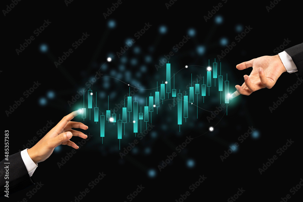 Businessman analyze sales data and graph economic growth. Planning and business strategy Analysis of forex trading Finance and banking.