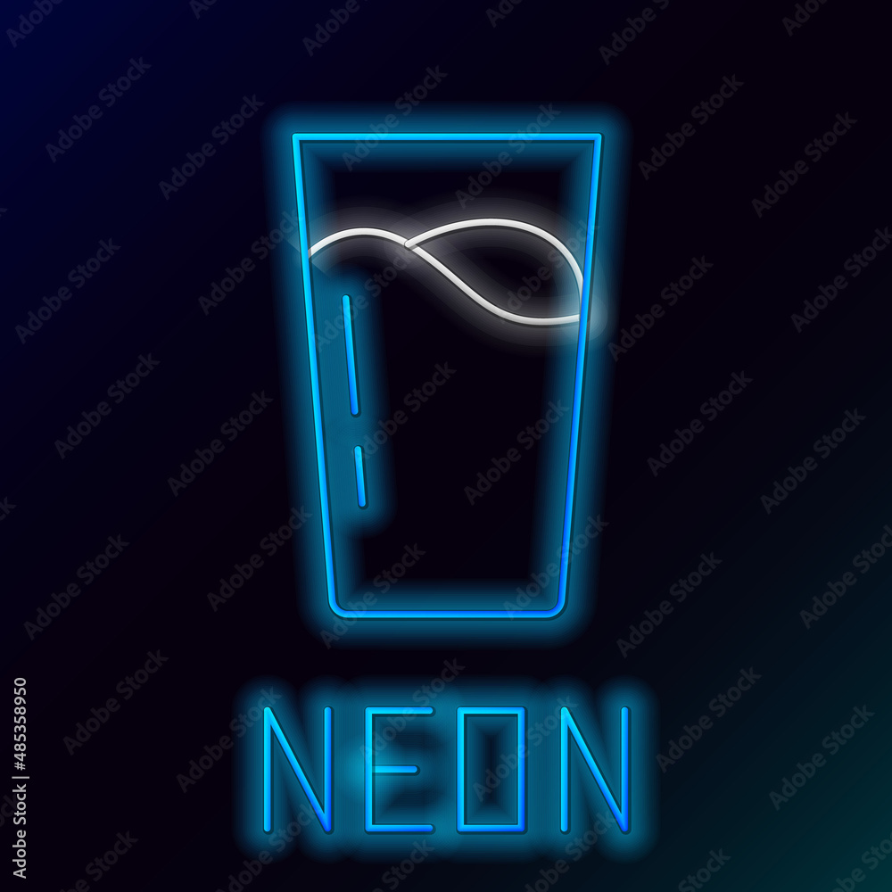 Glowing neon line Glass with water icon isolated on black background. Soda glass. Colorful outline concept. Vector Glowing neon line Glass with water icon isolated on black background. Soda glass. Colorful outline concept. Vector