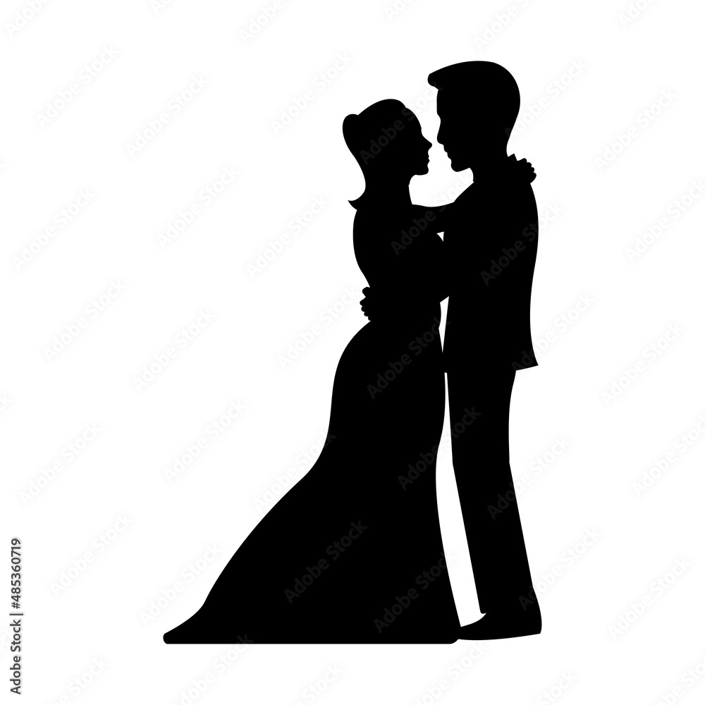 Silhouette design of couple in the wedding,vector illustration