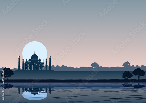 Silhouette design of background of taj mahal,vector illustration