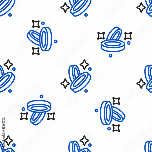 Line Pirate coin icon isolated seamless pattern on white background. Colorful outline concept. Vector