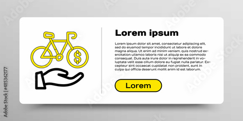 Line Bicycle rental mobile app icon isolated on white background. Smart service for rent bicycles in the city. Mobile app for sharing system. Colorful outline concept. Vector