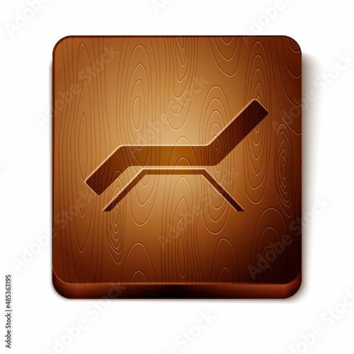 Brown Sunbed icon isolated on white background. Sun lounger. Wooden square button. Vector