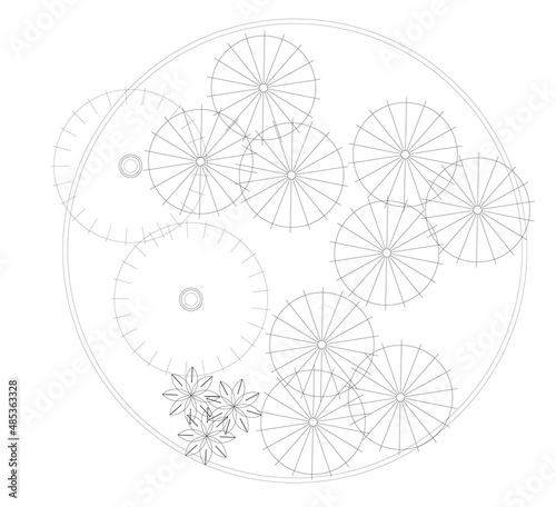
Architectural graphic or symbol of the trees and planter box in landscape design from the top view. It is usually used in plan drawing or architectural layouts. 2D CAD image in black and white.