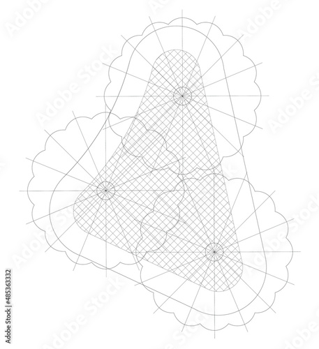 
Architectural graphic or symbol of the trees and planter box in landscape design from the top view. It is usually used in plan drawing or architectural layouts. 2D CAD image in black and white.
