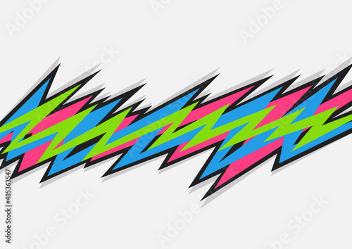 Abstract background with colorful spikes and jagged zigzag line pattern and some copy space area