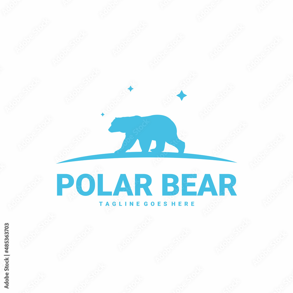 Polar bear logo design inspiration. Polar bear silhouette logo template. Vector Illustration