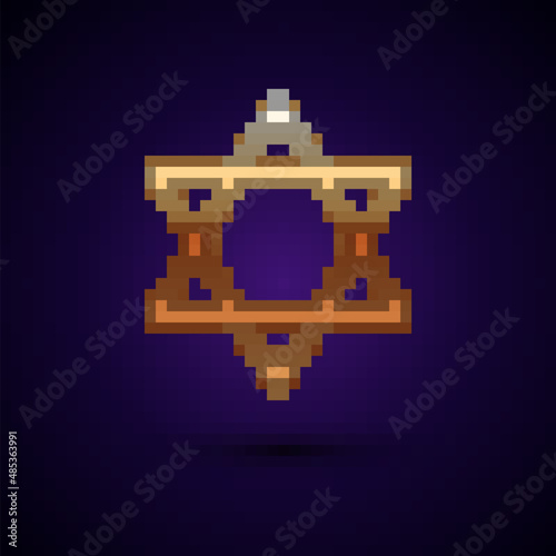 Gold Star of David icon isolated on black background. Jewish religion symbol. Symbol of Israel. Vector