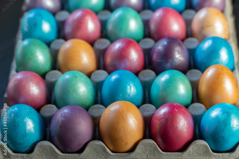 Easter background with hand painted purple, blue, green, orange Easter background with hand painted purple, blue, green, orange
