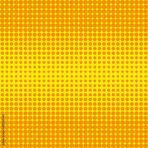 Seamless background of circles. Orange circles on a yellow background. Reducing the size of the circles to the middle of the background.