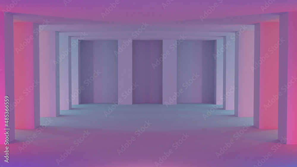 placement with square columns and light sources 3d render placement with square columns and light sources 3d render