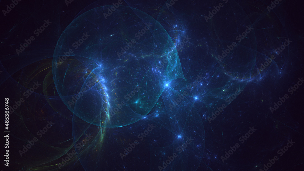 3D rendering abstract blue fractal light background