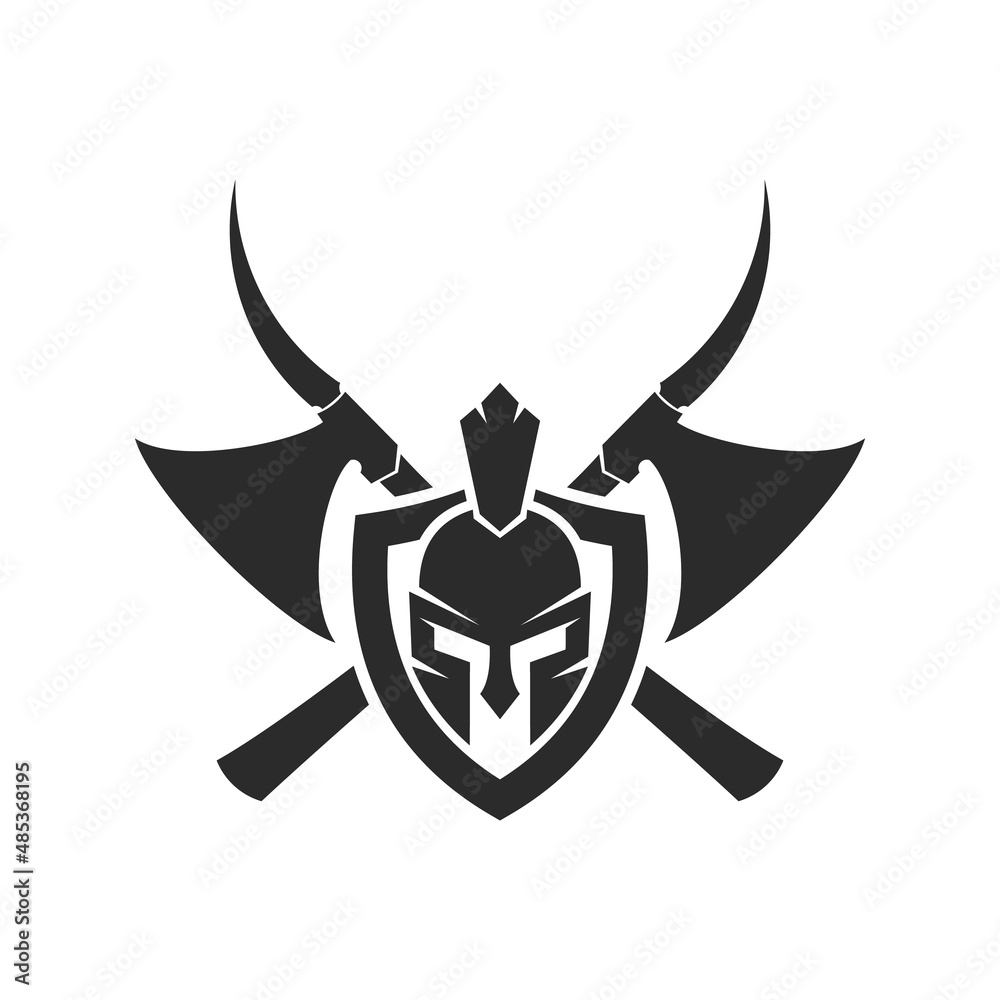 spartan logo, black Gladiator helmet and Shield logo design vector template spartan logo, black Gladiator helmet and Shield logo design vector template