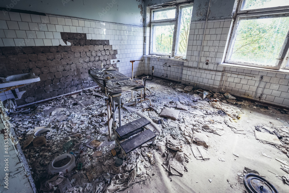 Operating theatreroom in hospital of Pripyat abandoned city in ...