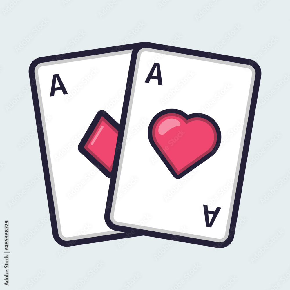 Playing cards flat line colored icon Playing cards flat line colored icon