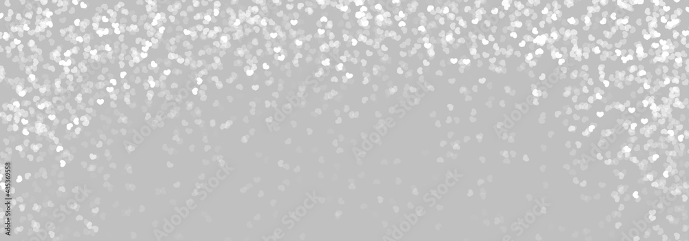 Illustration bright white hearts on grey background. Abstract hearts snow