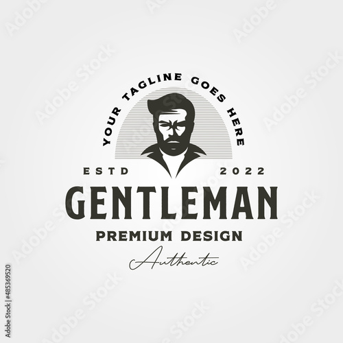 gentleman lettering logo vintage vector illustration design, gentleman label design