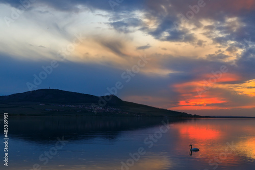 Sunset over Nove Mlyny lake in Palava region, Southern Moravia, Czech Republic © Richard Semik