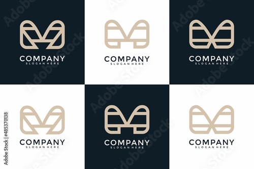 Creative monogram initials m logo design template.